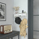 White Wash |#| Wall Mounted Coat Rack with Upper Shelf, Wire Baskets, and Hooks in Whitewashed