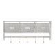 White Wash |#| Wall Mounted Coat Rack with Upper Shelf, Wire Baskets, and Hooks in Whitewashed