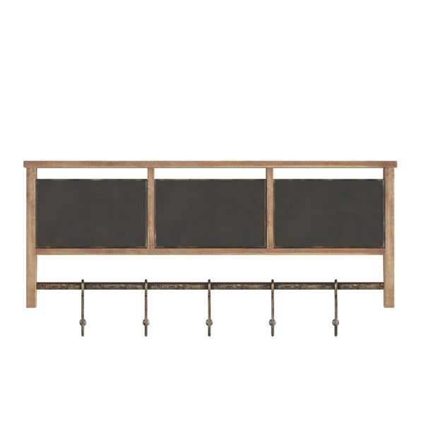 Rustic Brown |#| Wall Mounted Coat Rack with Upper Shelf, Wire Baskets, and Hooks in Rustic Brown