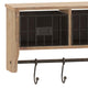 Rustic Brown |#| Wall Mounted Coat Rack with Upper Shelf, Wire Baskets, and Hooks in Rustic Brown