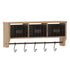 Daly Wall Mounted 24 Inch Solid Pine Wood Storage Rack with Upper Shelf, 5 Hanging Hooks, and Wire Baskets For Entryway, Kitchen, Bathroom