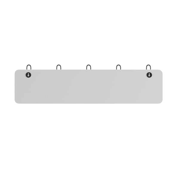 Solid White |#| Vintage Wall Mounted Storage Rack with 5 Hooks in Solid White Finish