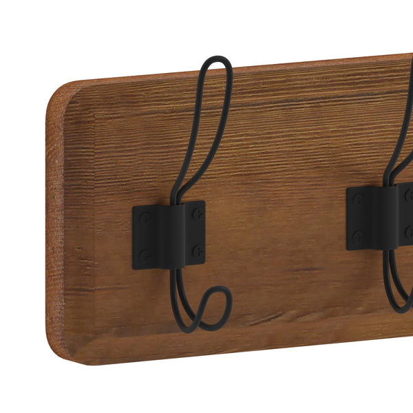 Brown |#| Vintage Wall Mounted Coat Rack with 5 Coat Hooks in Classic Brown Finish
