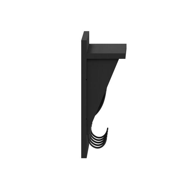 Black |#| Wall Mounted Coat Rack with Upper Shelf and Coat Hooks in Black Finish