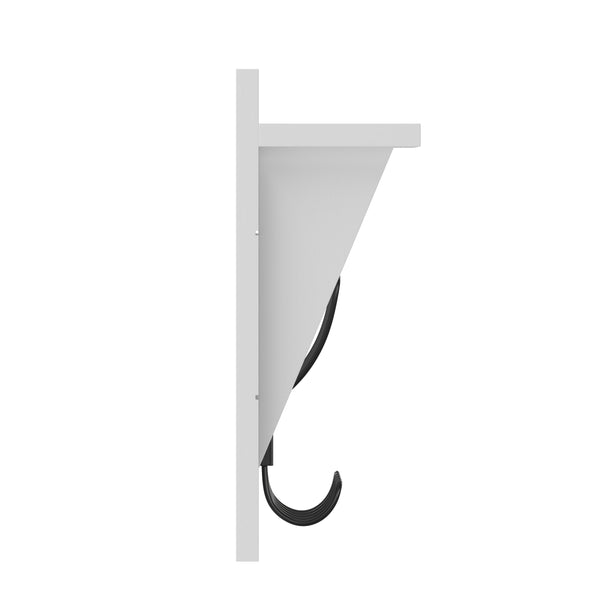 Solid White |#| Wall Mounted Coat Rack with Upper Shelf and Coat Hooks in Solid White Finish