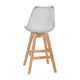 White LeatherSoft/Natural Frame |#| 2 Pack Commercial Wood Frame Plastic Barstools with LeatherSoft Seat-White/Oak