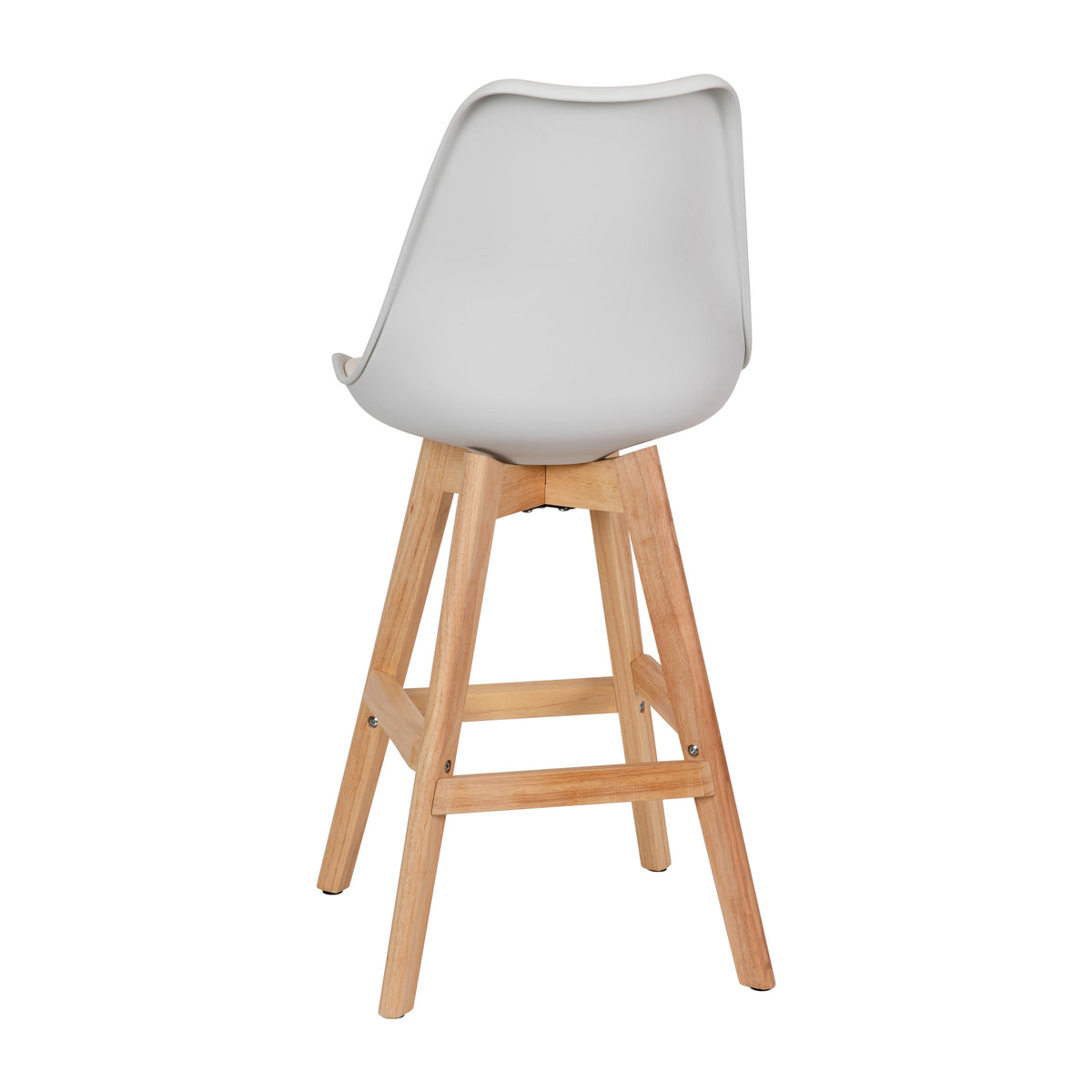 White LeatherSoft/Natural Frame |#| 2 Pack Commercial Wood Frame Plastic Barstools with LeatherSoft Seat-White/Oak