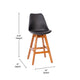 Black LeatherSoft/Walnut Frame |#| 2 Pack Commercial Wood Frame Plastic Barstools - LeatherSoft Seat-Black/Walnut
