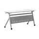 White Top/Gray Frame |#| Commercial Nesting Flip Training Table with Steel Frame and Y-Legs in White/Gray