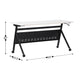 White Top/Black Frame |#| Commercial Nesting Flip Training Table with Steel Frame and Y-Legs in White/Blk