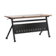 Walnut Top/Black Frame |#| Commercial Nesting Flip Training Table with Steel Frame and Y-Legs in Walnut/Blk