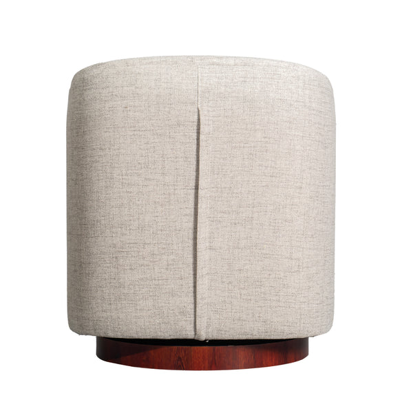 Cream |#| Traditional Club Style Accent Chair with 360° Swivel Metal Base in Cream Fabric