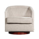 Cream |#| Traditional Club Style Accent Chair with 360° Swivel Metal Base in Cream Fabric