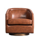 Brown LeatherSoft |#| Traditional Club Style Chair with 360° Swivel Metal Base in Brown LeatherSoft