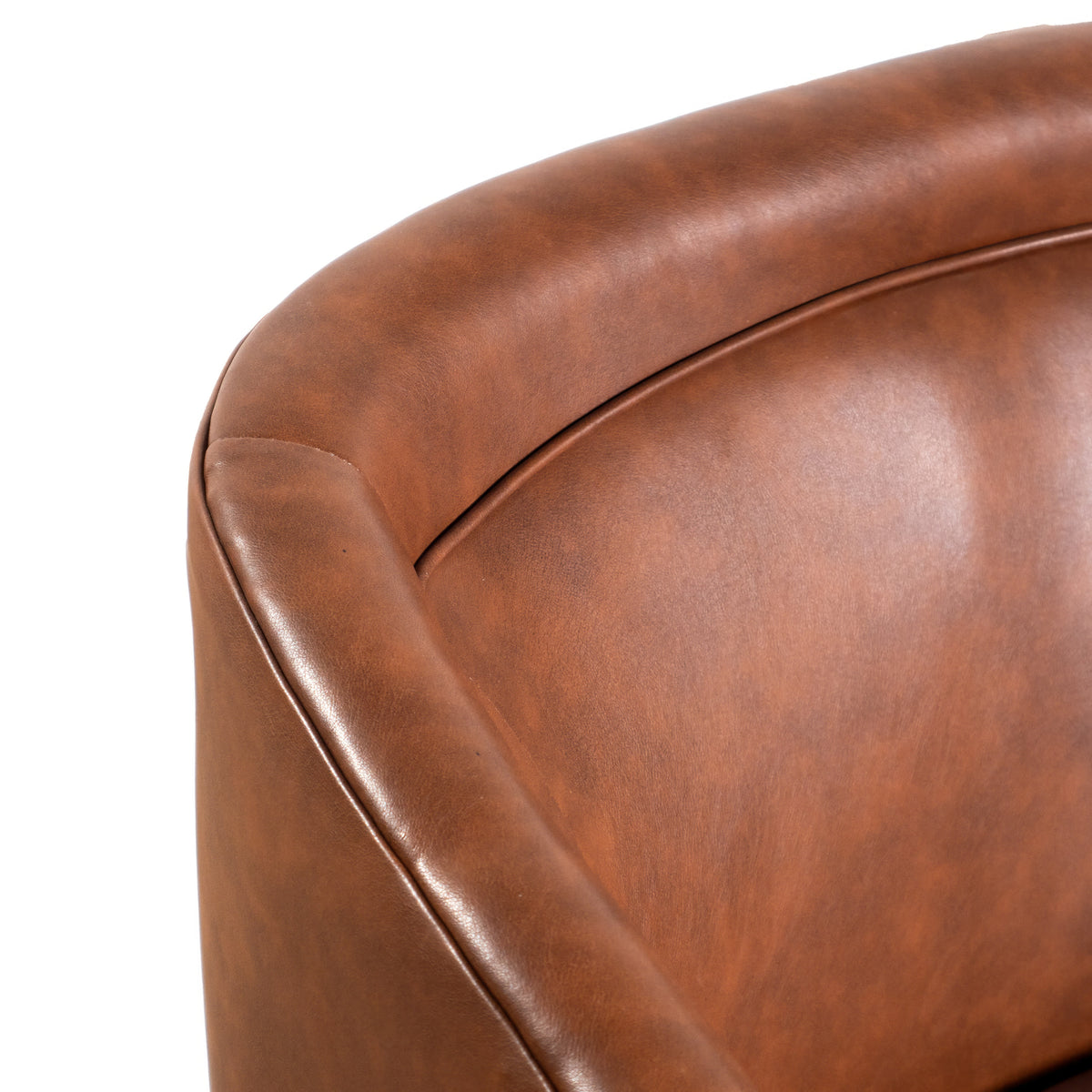Brown LeatherSoft |#| Traditional Club Style Chair with 360° Swivel Metal Base in Brown LeatherSoft