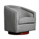 Gray |#| Traditional Club Style Accent Chair with 360° Swivel Metal Base in Gray Fabric