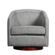 Gray |#| Traditional Club Style Accent Chair with 360° Swivel Metal Base in Gray Fabric