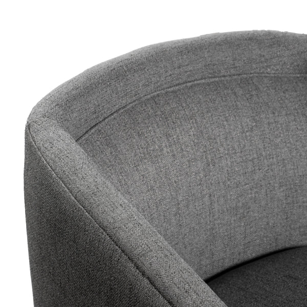 Gray |#| Traditional Club Style Accent Chair with 360° Swivel Metal Base in Gray Fabric