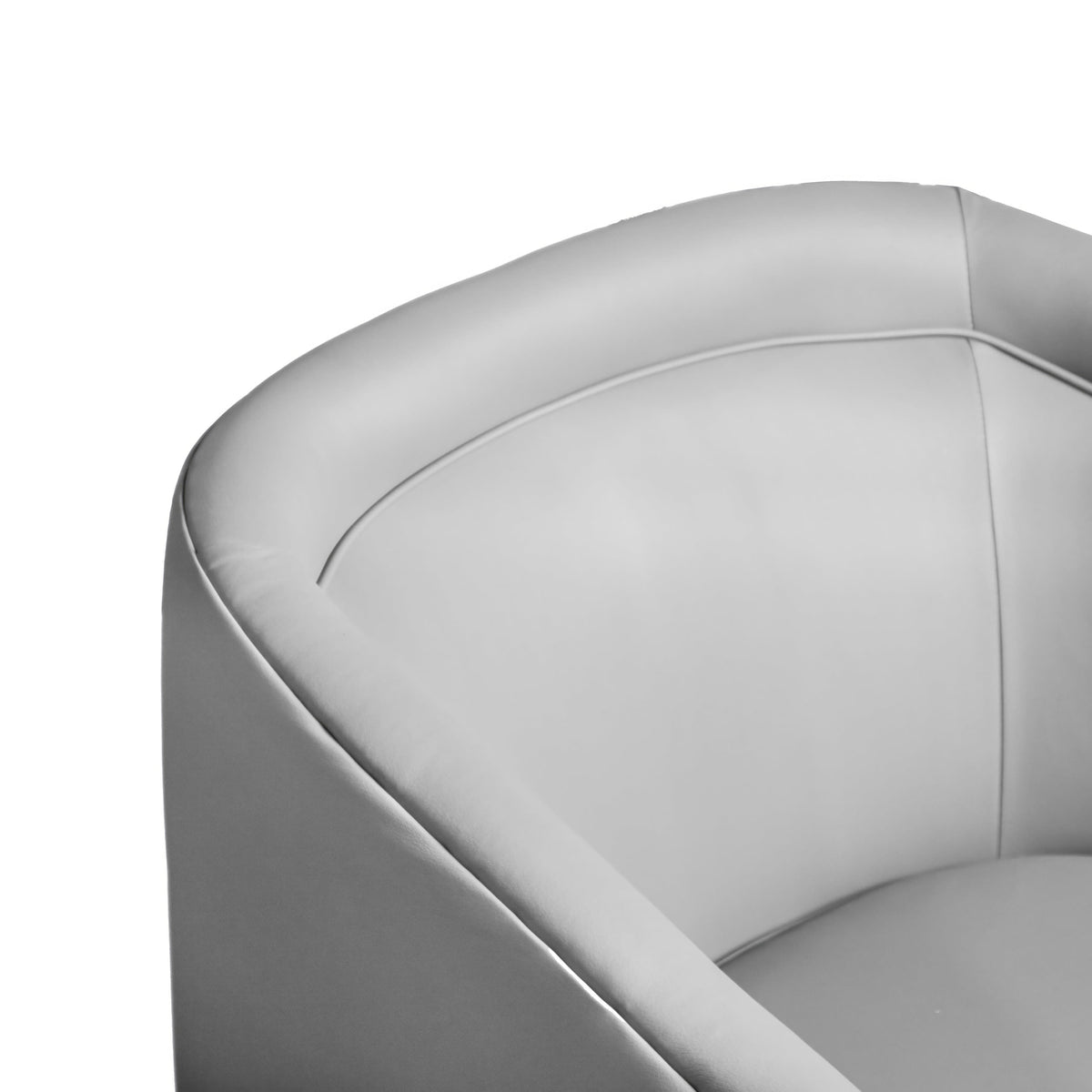 Gray LeatherSoft |#| Traditional Club Style Chair with 360° Swivel Metal Base in Gray LeatherSoft