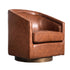 Dean Club Style Commercial Barrel Accent Armchair with 360 Degree Swivel Metal Base and Sloped Armrests