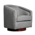 Dean Club Style Commercial Barrel Accent Armchair with 360 Degree Swivel Metal Base and Sloped Armrests
