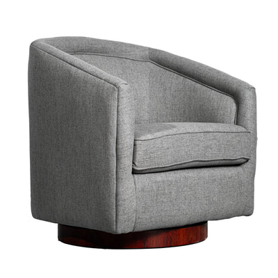 Traditional Club Style Upholstered Accent Chair with 360° Swivel Metal Base - View 1