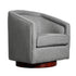 Gray |#| Traditional Club Style Accent Chair with 360° Swivel Metal Base in Gray Fabric