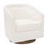 Cream Boucle |#| Traditional Club Style Chair with 360° Swivel Metal Base in Cream Boucle