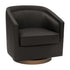 Black LeatherSoft |#| Traditional Club Style Chair with 360° Swivel Metal Base in Black LeatherSoft