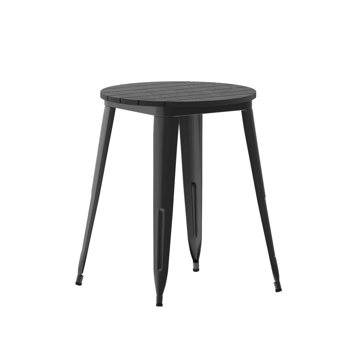 Black |#| 23.75inch RD Commercial Poly Resin Restaurant Table with Steel Frame-Black/Black