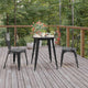 Black |#| 23.75inch RD Commercial Poly Resin Restaurant Table with Steel Frame-Black/Black