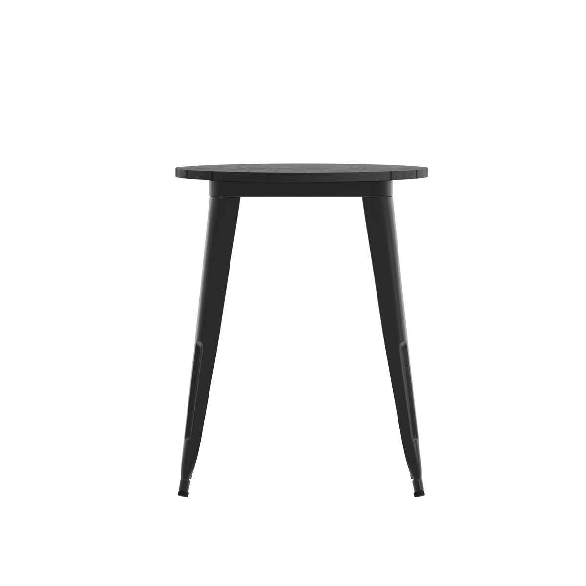 Black |#| 23.75inch RD Commercial Poly Resin Restaurant Table with Steel Frame-Black/Black