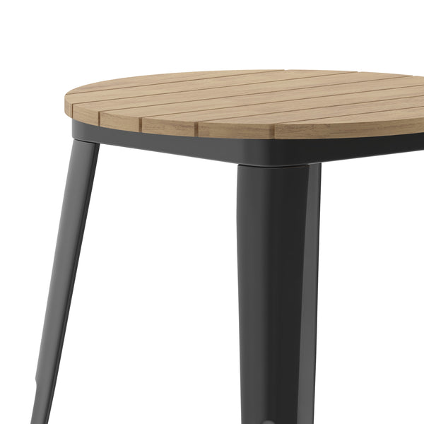 Brown/Black |#| 23.75inch RD Commercial Poly Resin Restaurant Table with Steel Frame-Brown/Black