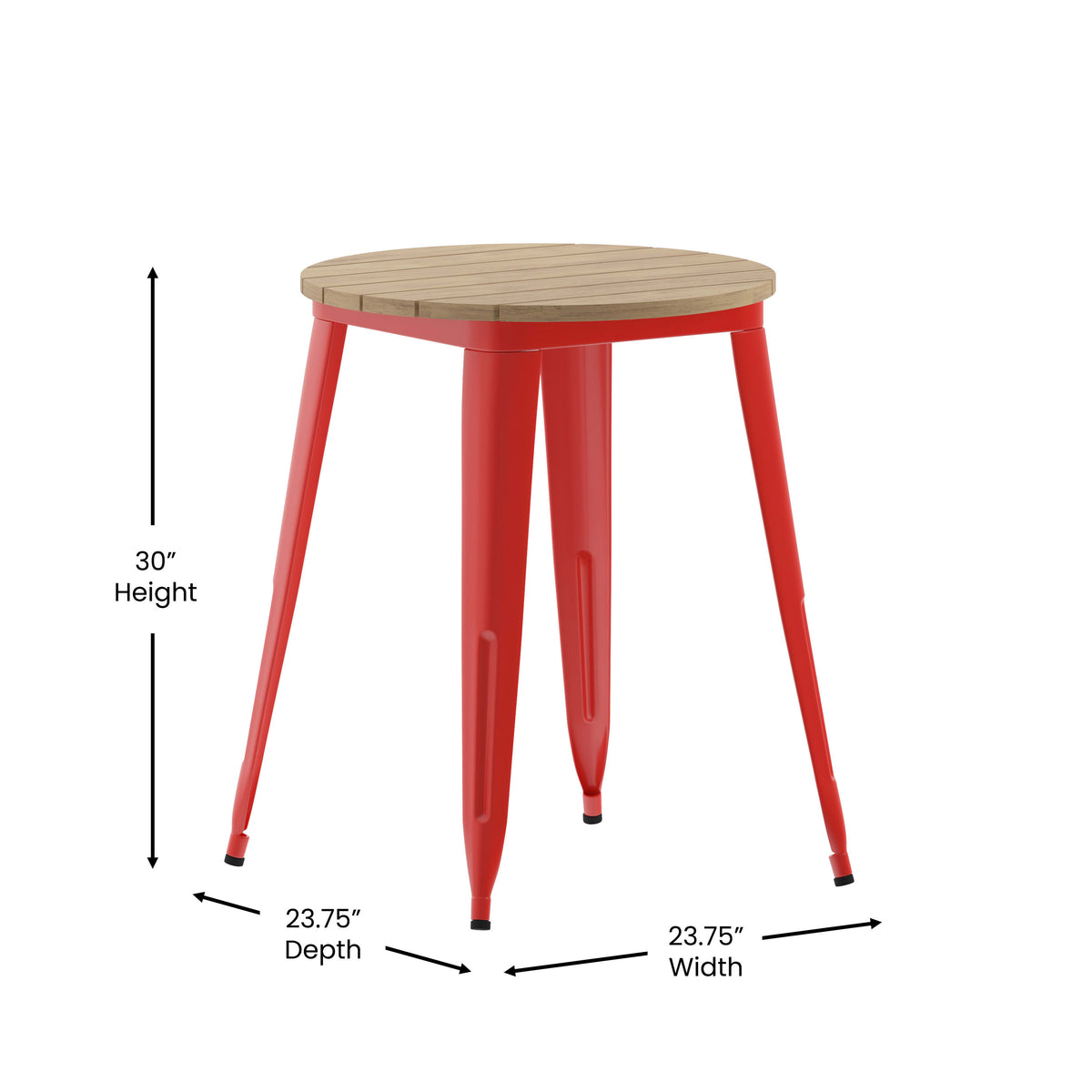 Brown/Red |#| 23.75inch RD Commercial Poly Resin Restaurant Table with Steel Frame-Brown/Red