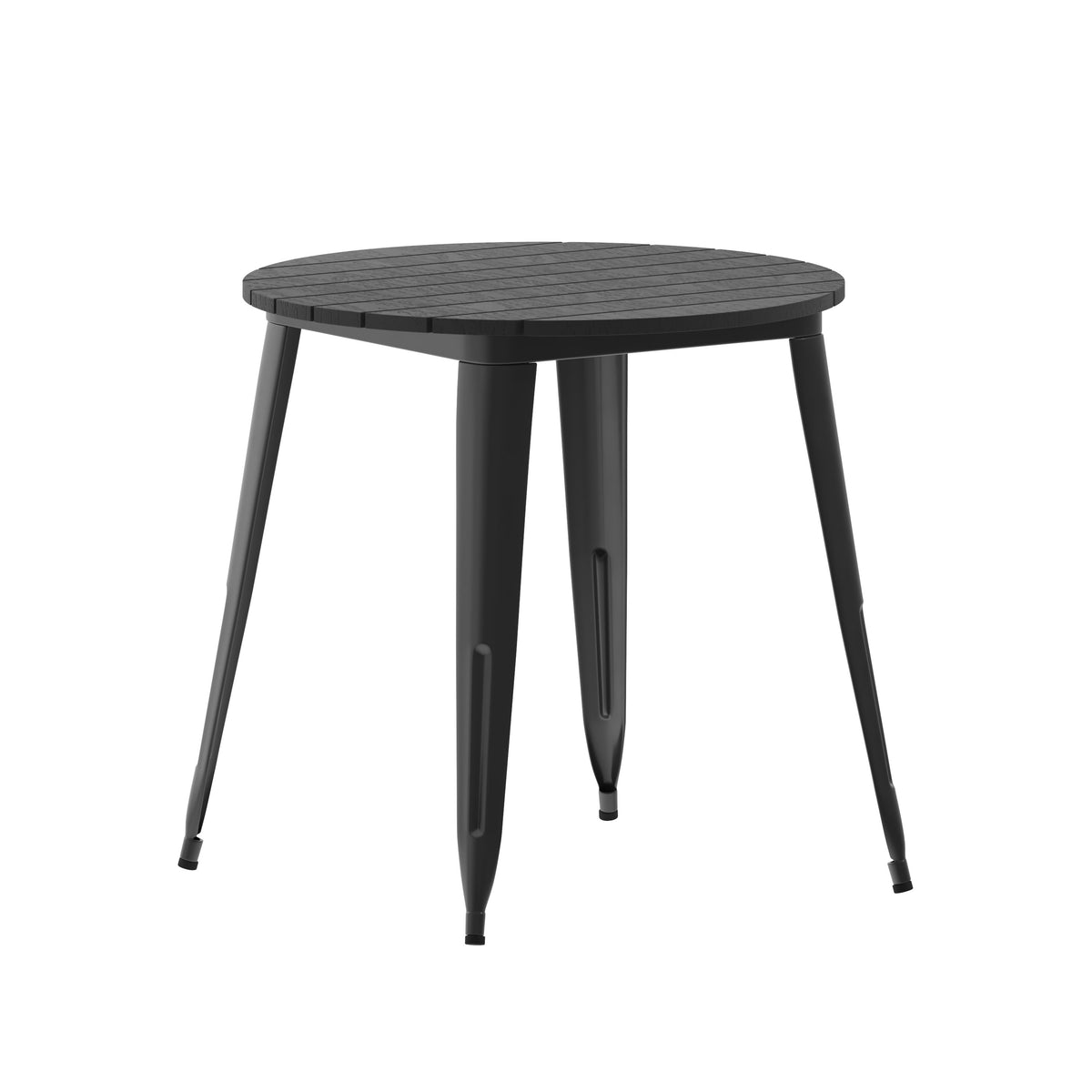 Black |#| 30inch RD Commercial Poly Resin Restaurant Table with Steel Frame-Black/Black