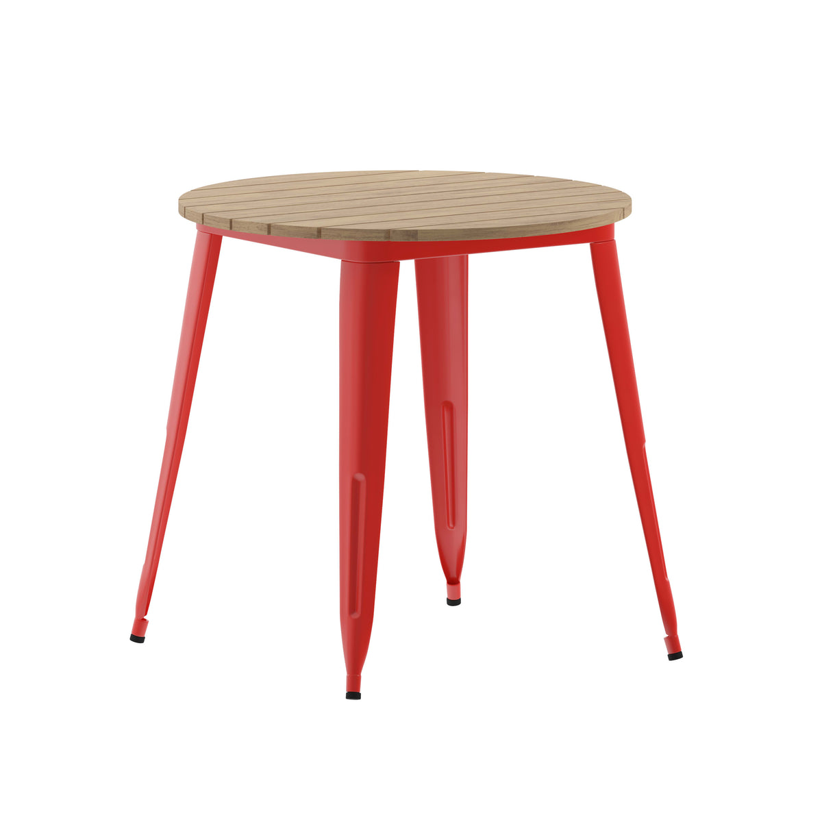 Brown/Red |#| 30inch RD Commercial Poly Resin Restaurant Table with Steel Frame-Brown/Red