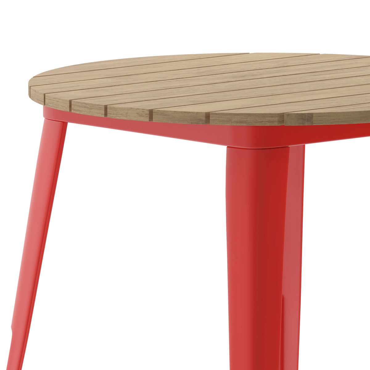 Brown/Red |#| 30inch RD Commercial Poly Resin Restaurant Table with Steel Frame-Brown/Red