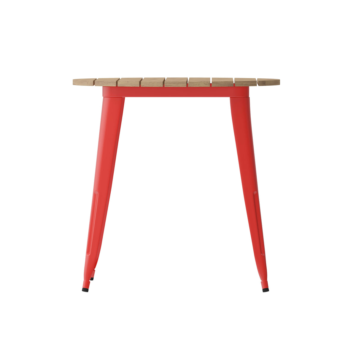 Brown/Red |#| 30inch RD Commercial Poly Resin Restaurant Table with Steel Frame-Brown/Red