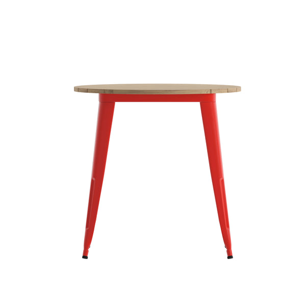 Brown/Red |#| 30inch RD Commercial Poly Resin Restaurant Table with Steel Frame-Brown/Red