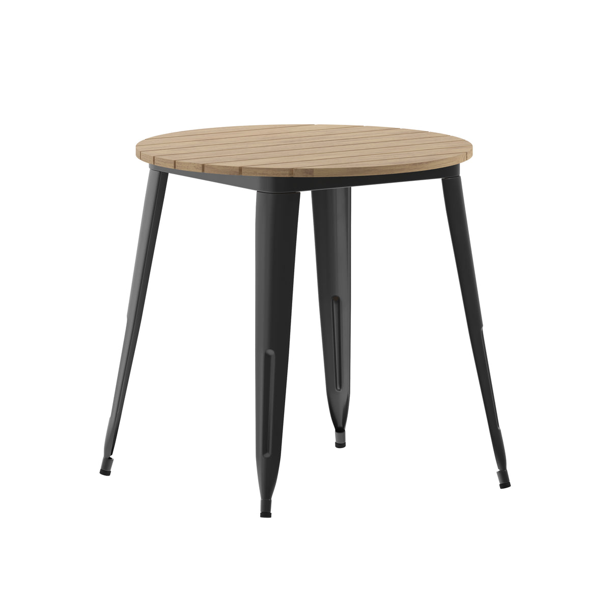 Brown/Black |#| 30inch RD Commercial Poly Resin Restaurant Table with Steel Frame-Brown/Black