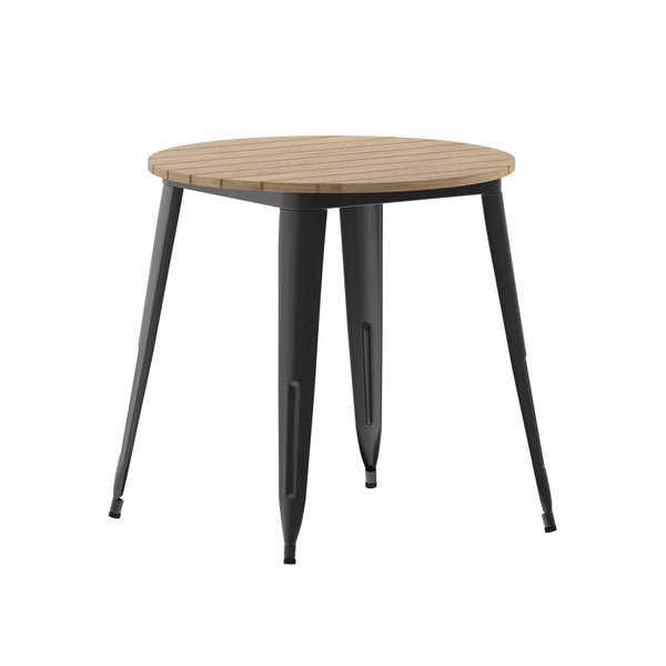 Brown/Black |#| 30inch RD Commercial Poly Resin Restaurant Table with Steel Frame-Brown/Black