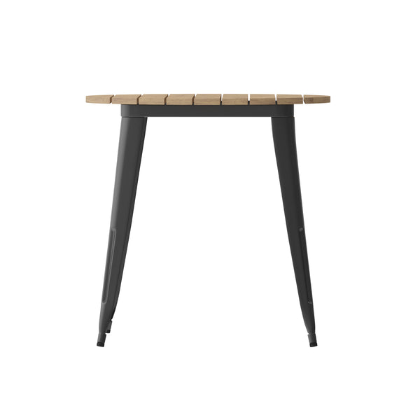 Brown/Black |#| 30inch RD Commercial Poly Resin Restaurant Table with Steel Frame-Brown/Black