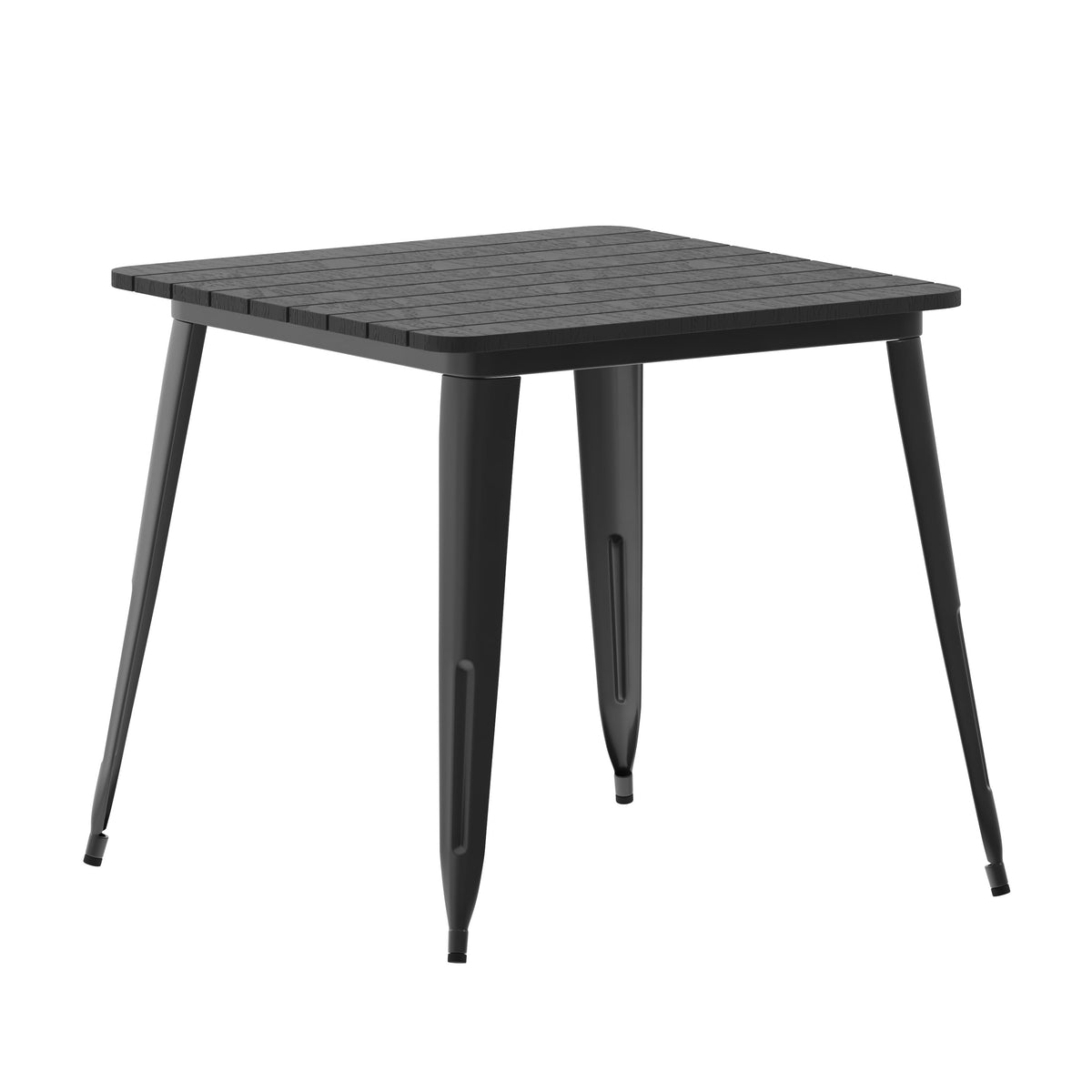 Black |#| 31.5inch SQ Commercial Poly Resin Restaurant Table with Steel Frame-Black/Black