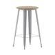 Brown/Silver |#| 23.75inch RD Commercial Poly Bar Top Restaurant Table with Steel Frame-Brown/Silver