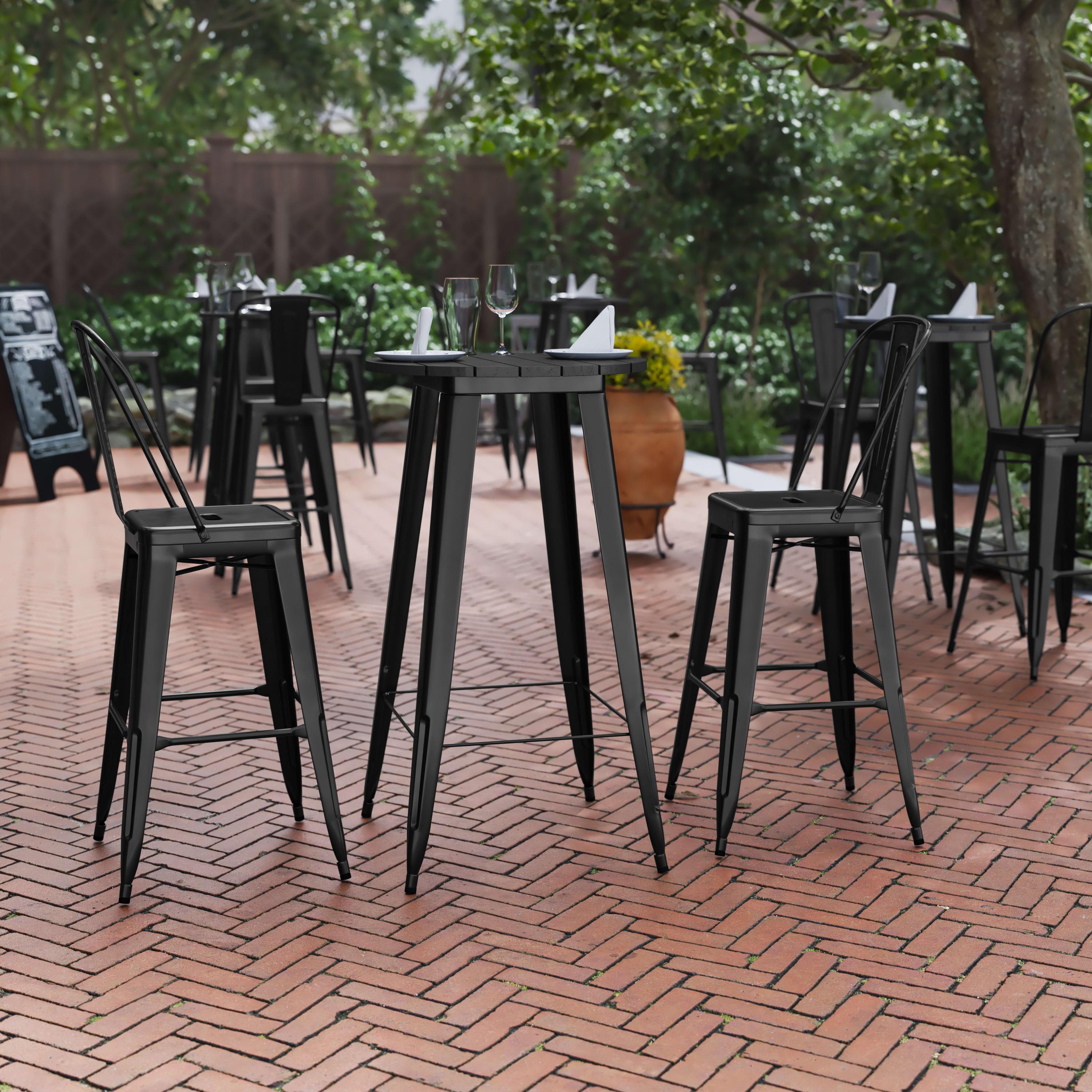 Resin bar height top table and chairs
