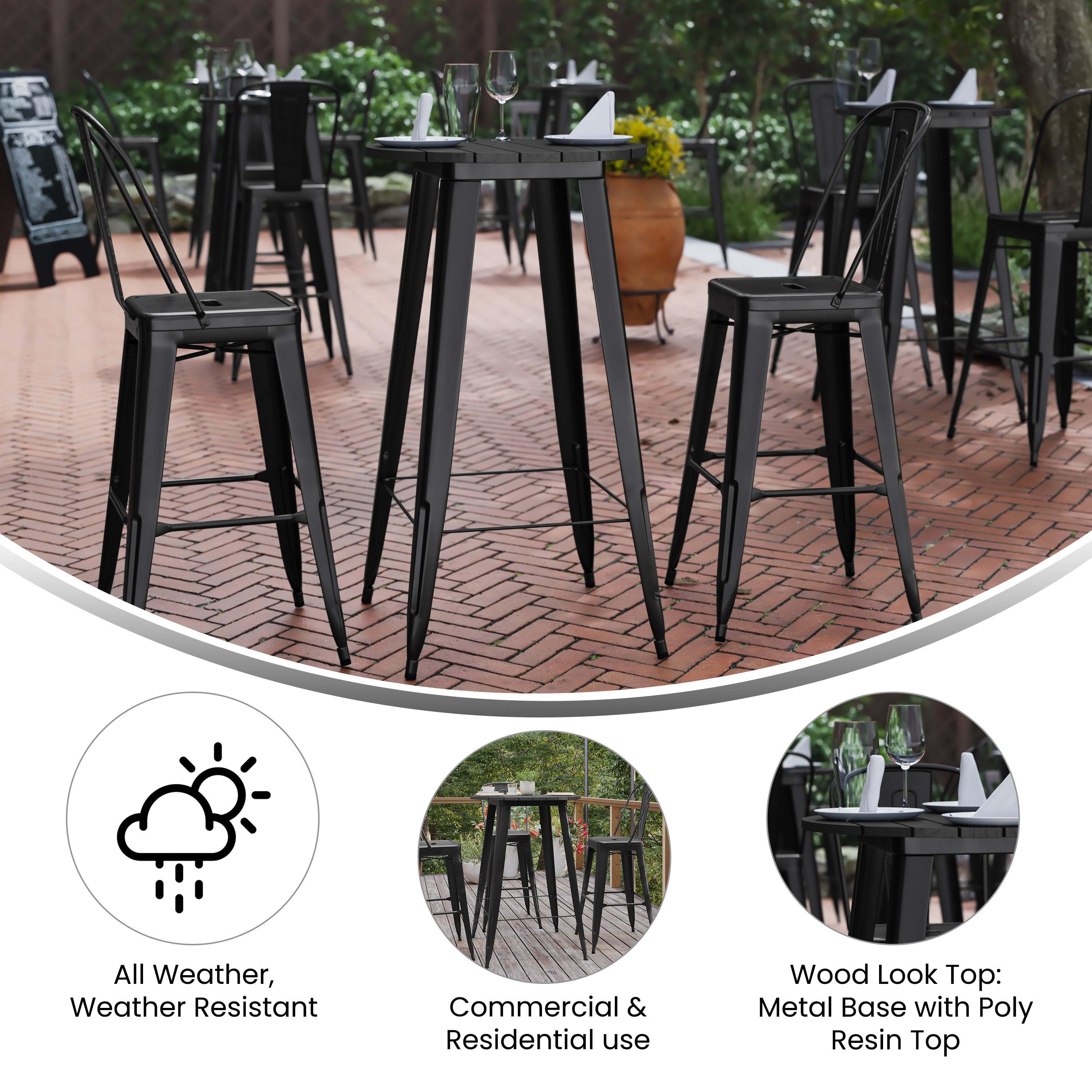 Resin bar height top table and chairs
