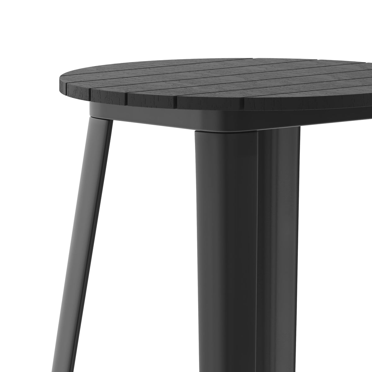 Black |#| 23.75inch RD Commercial Poly Bar Top Restaurant Table with Steel Frame-Black/Black