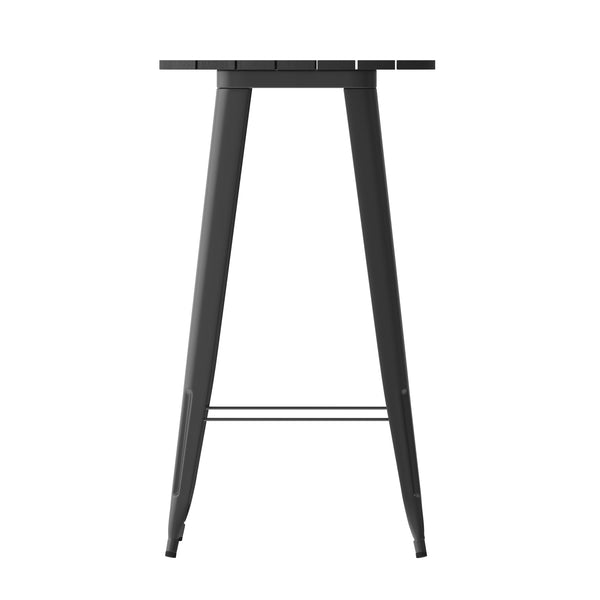 Black |#| 23.75inch RD Commercial Poly Bar Top Restaurant Table with Steel Frame-Black/Black