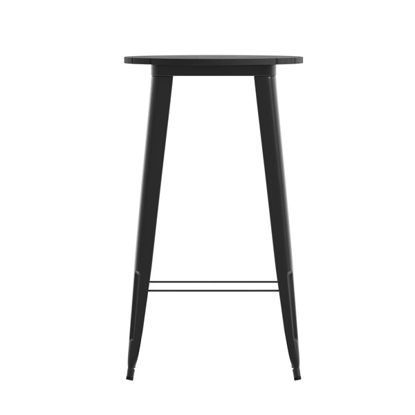 Black |#| 23.75inch RD Commercial Poly Bar Top Restaurant Table with Steel Frame-Black/Black