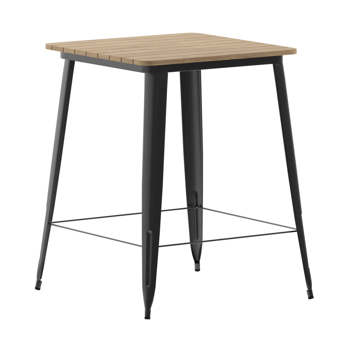 Brown/Black |#| 31.5inch SQ Commercial Poly Bar Top Restaurant Table with Steel Frame-Brown/Black
